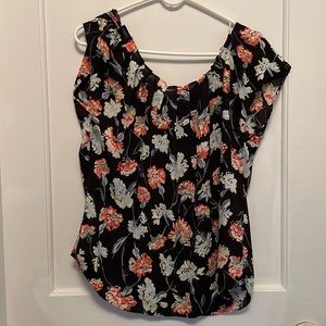Black floral blouse